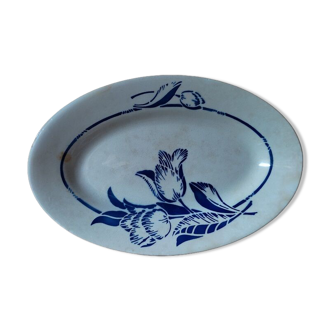 Plat ovale ravier porcelaine fleur bleue St Amand dp 092287