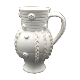 White enamelled ceramic pitcher emile tessier malicorne