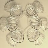 Lot of 12 vintage scallop shell cups in PYREX 435 glass, new in their display