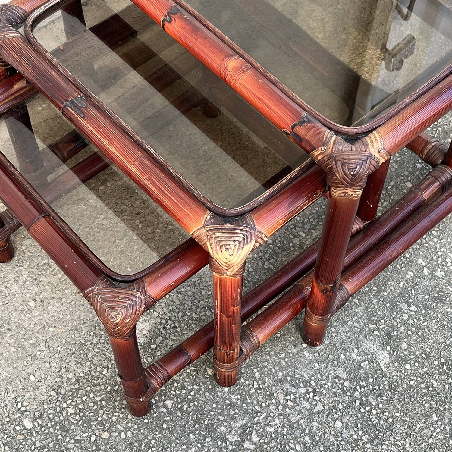 Suite of 3 bamboo nesting tables