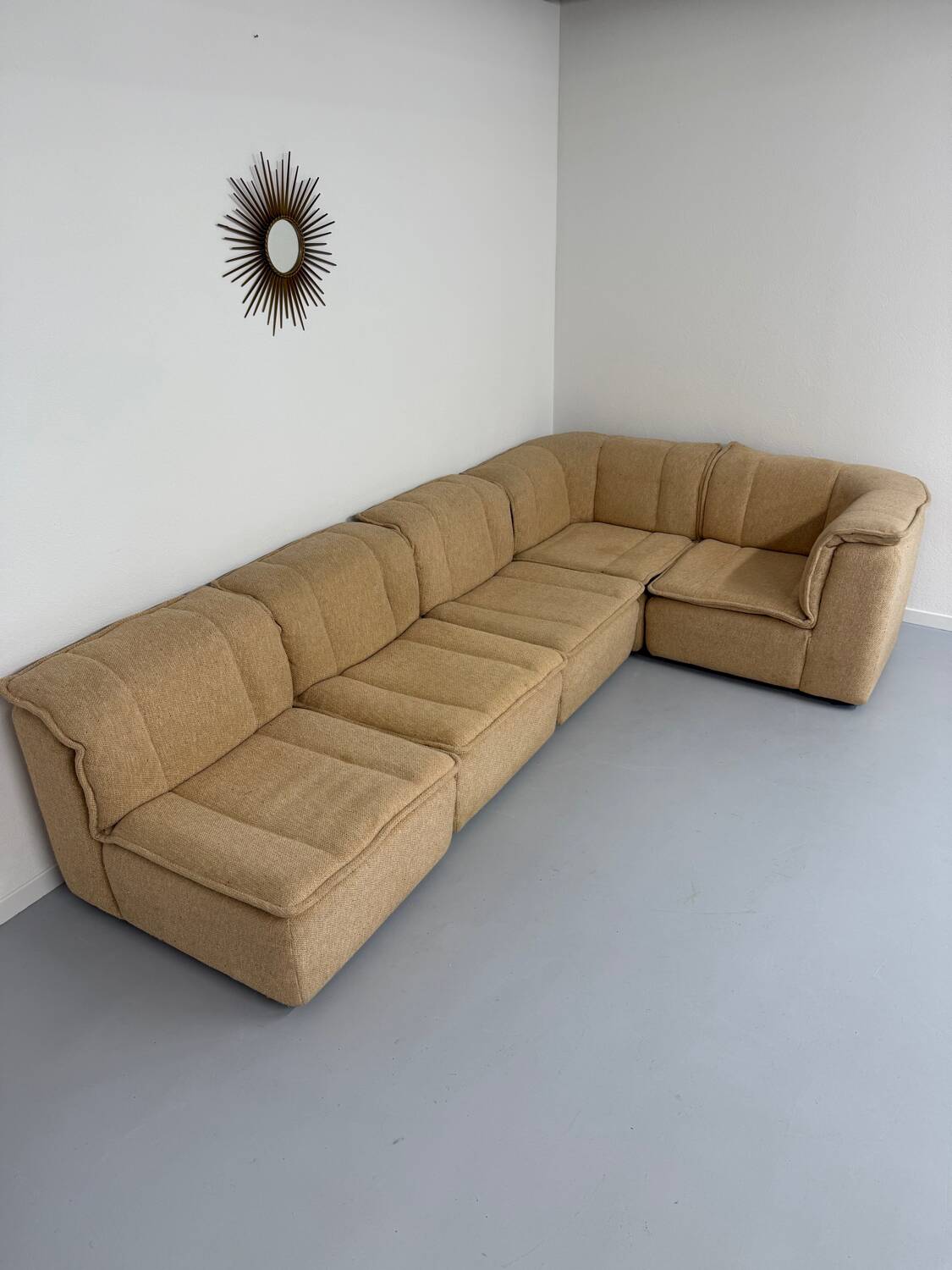 Modular sofa in beige fabric, 70s, 5 elements