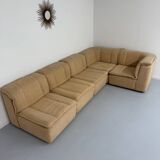Modular sofa in beige fabric, 70s, 5 elements