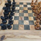 jeux d'échecs rustique en bois d'olivier fait main cadeau Noël