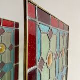 Pair of 1900 polychrome stained glass windows