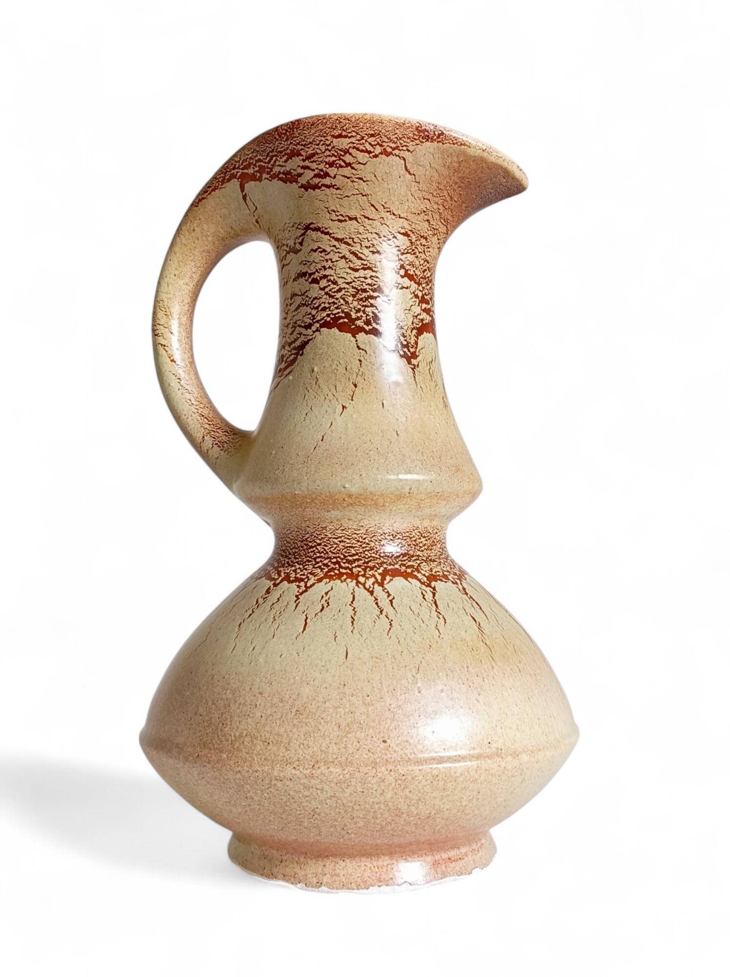 Mid-Century Ceramic Jug Vase by Roberto Rigon for Bertoncello, Signed, 1960s