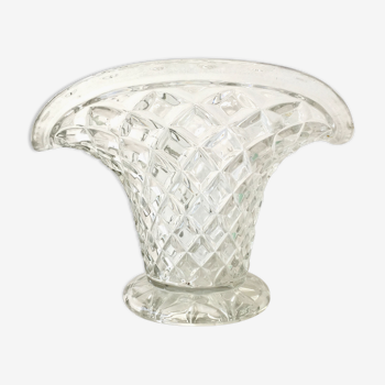 Glass basket vase 50s