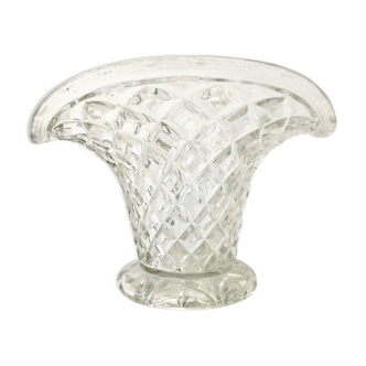 Glass basket vase 50s