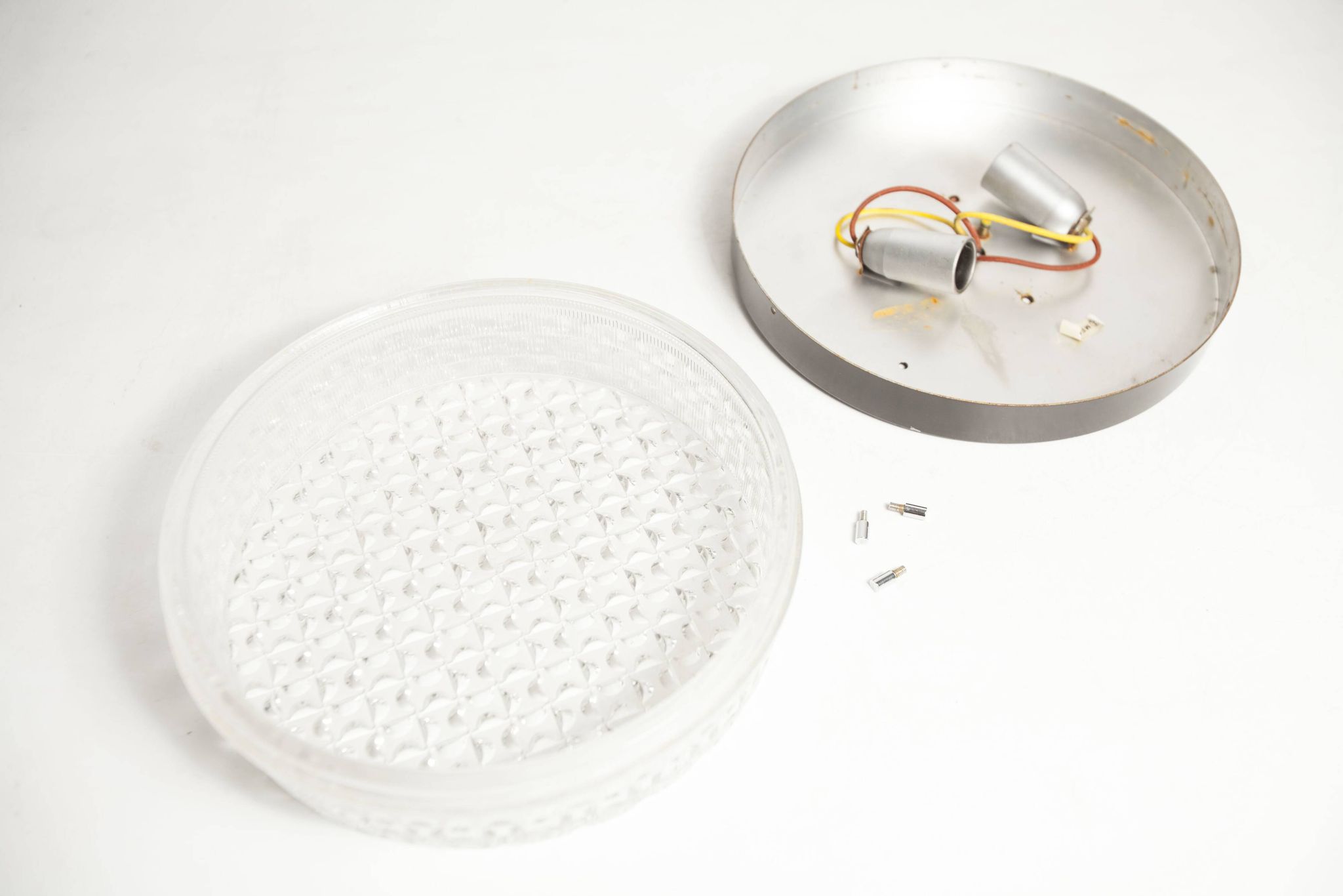 S+ Megal round ceiling light in black and opaque Swiss machined glass 90