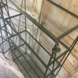 Pair of wrought iron and glass bookcase shelves