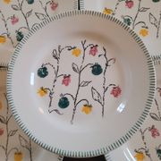 Assiettes à dessert faïence et décor floral 50's