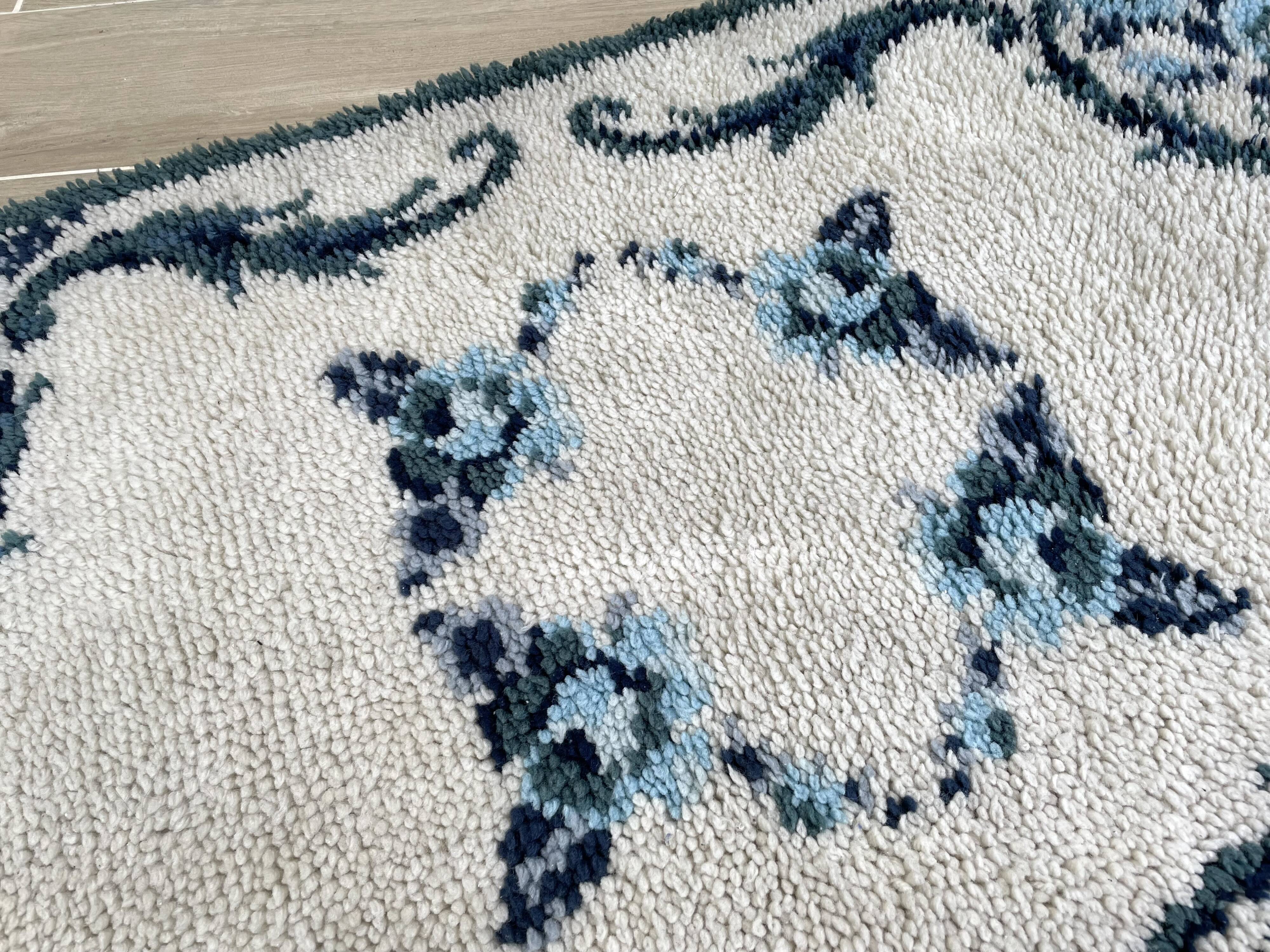 Bohemian pure wool blue rug 125x78cm