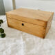 Small wooden storage chest box with keyless lid