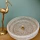 Vintage XXL glass pendant light from Clichy White