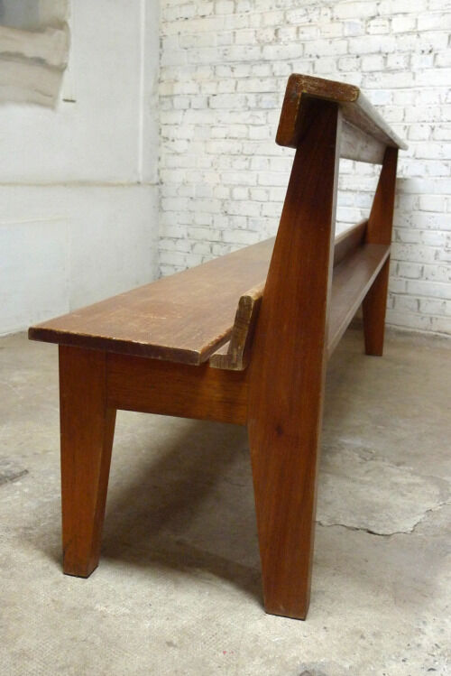 Antique vintage elm bench
