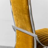 Ensemble de 4 chaises en métal velours jaune 1970 vintage modernisme