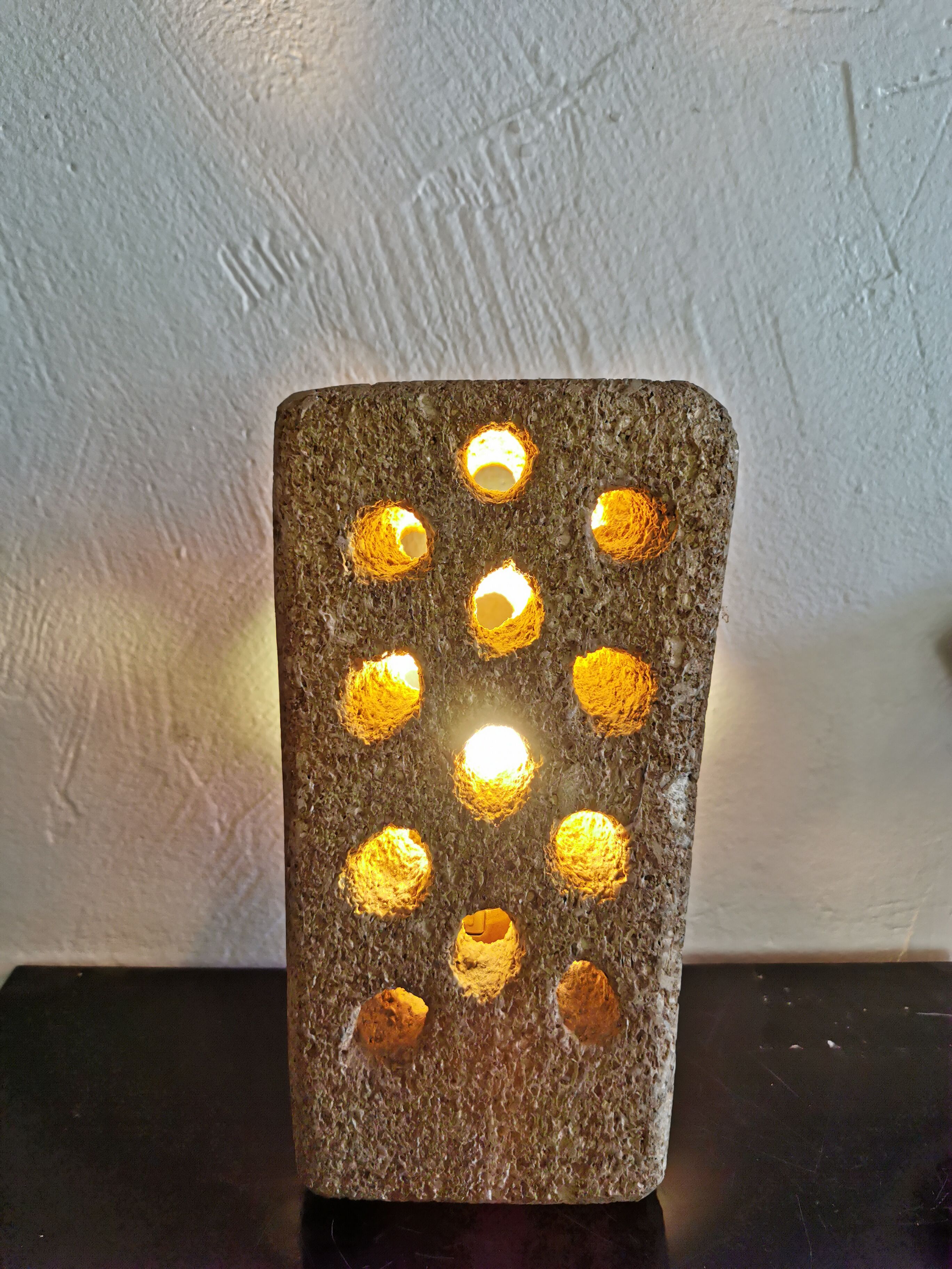 Brutalist-style stone lamp circa 1970