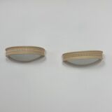 Pair of vintage wall lights, beige plaster and frosted glass, France, 1970.