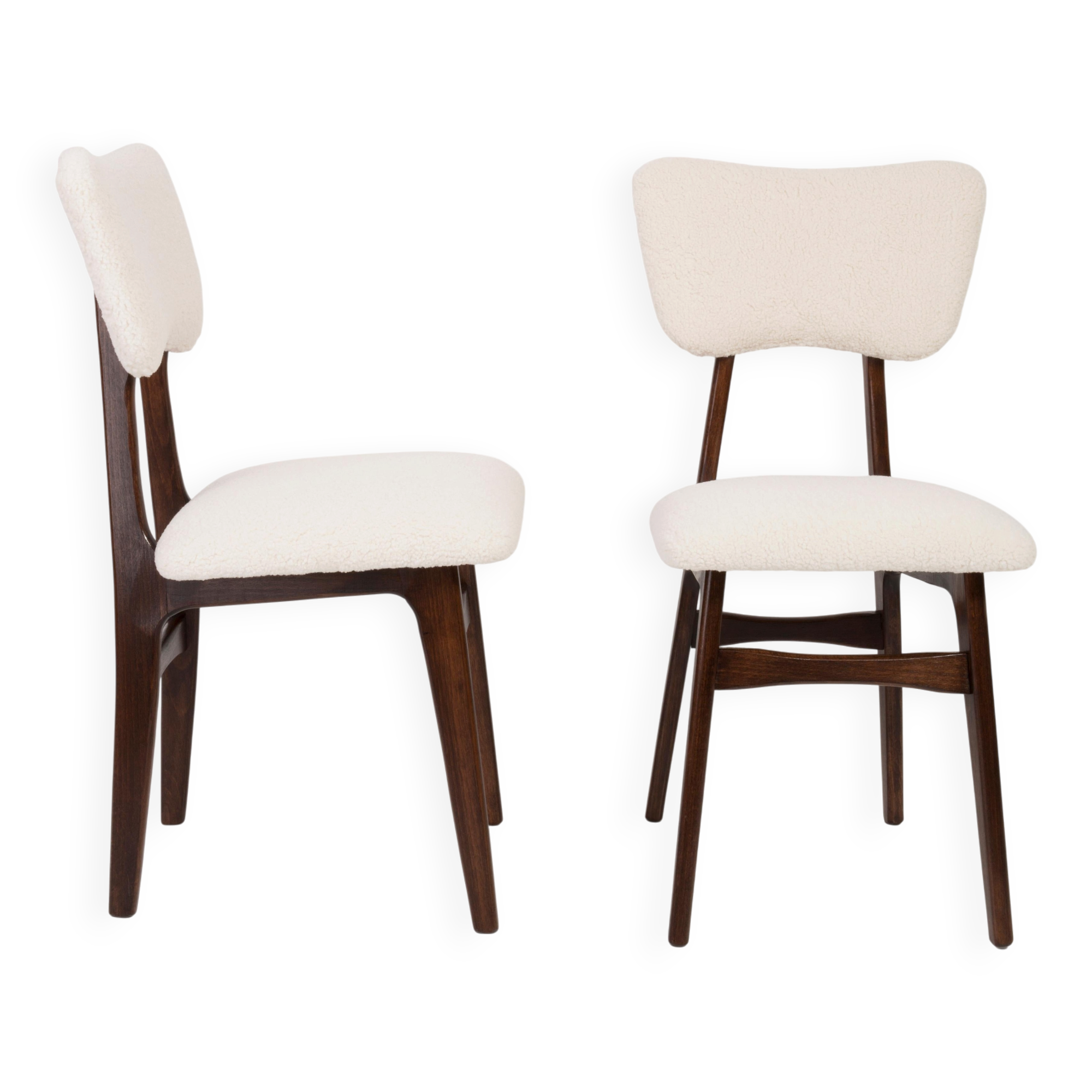 Mid-century modern chair in light cream boucle, 1960s
