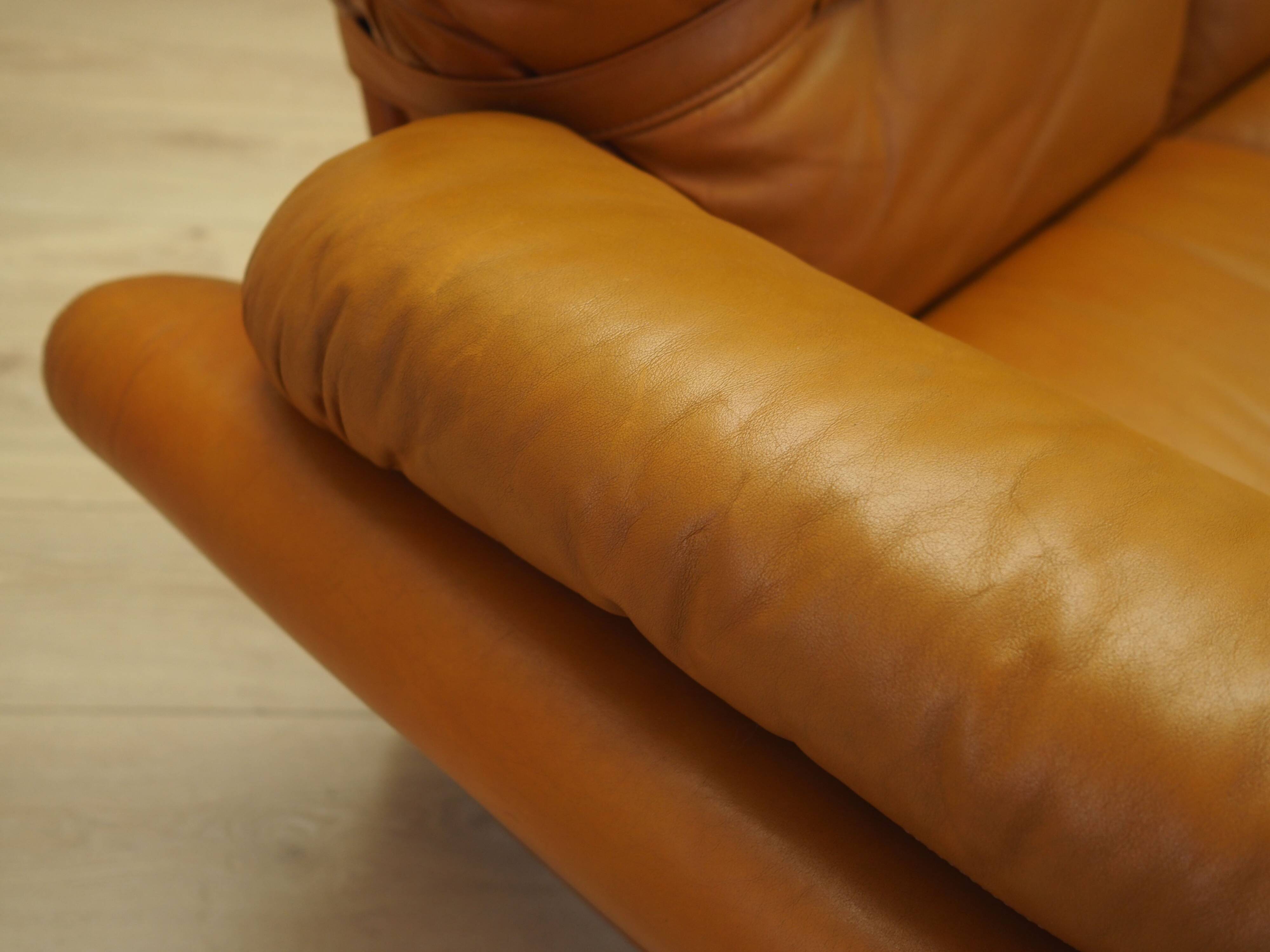 Orange leather sofa, Space Age design, 1960s, production: Italy