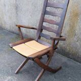 Pair of vintage TRICONFORT France deckchairs and relax chairs