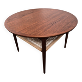 Table basse ronde en teck et corde par Møbelintarsia, Danemark, 1960.
