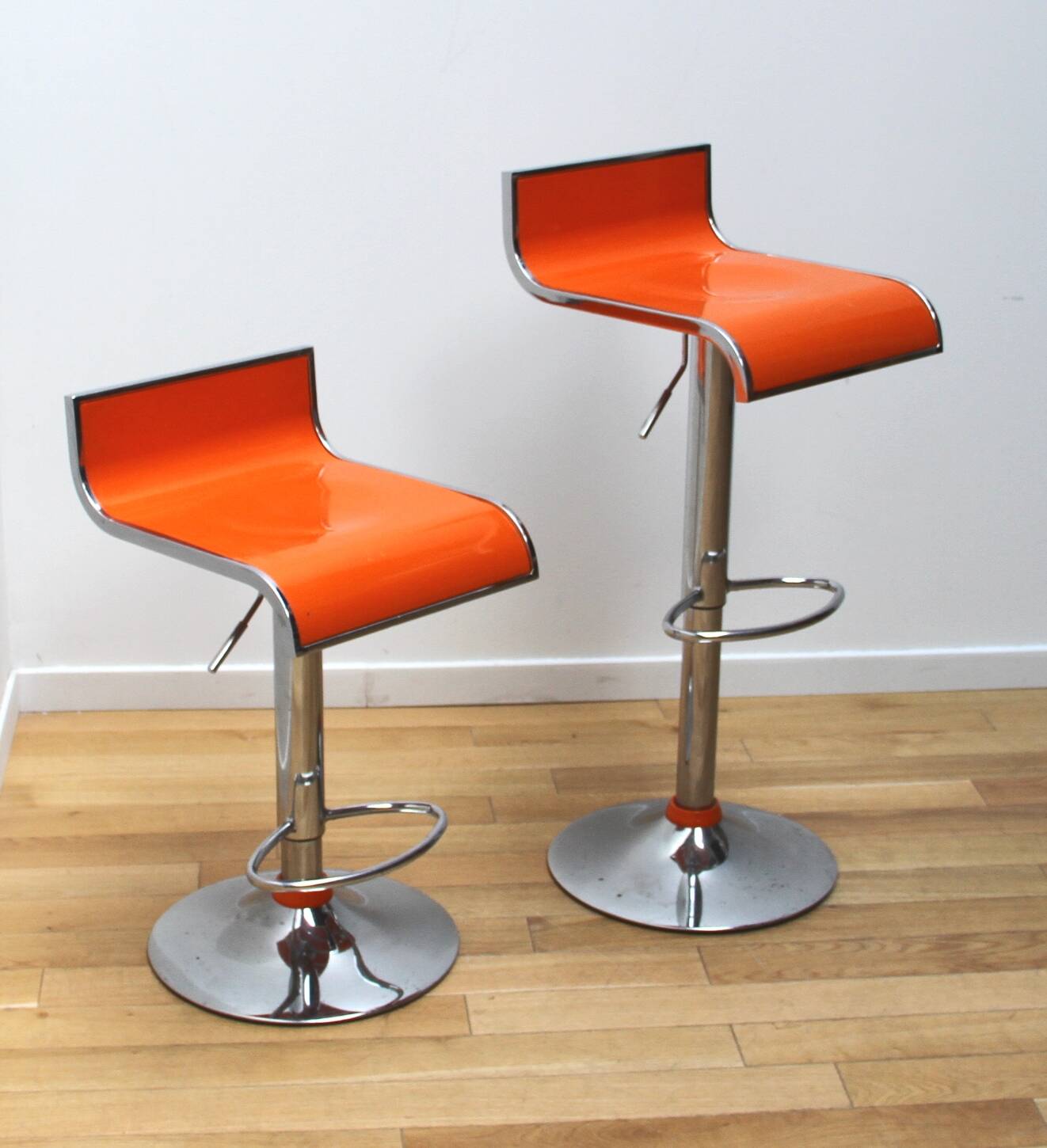 Pair of bar stools, industrial