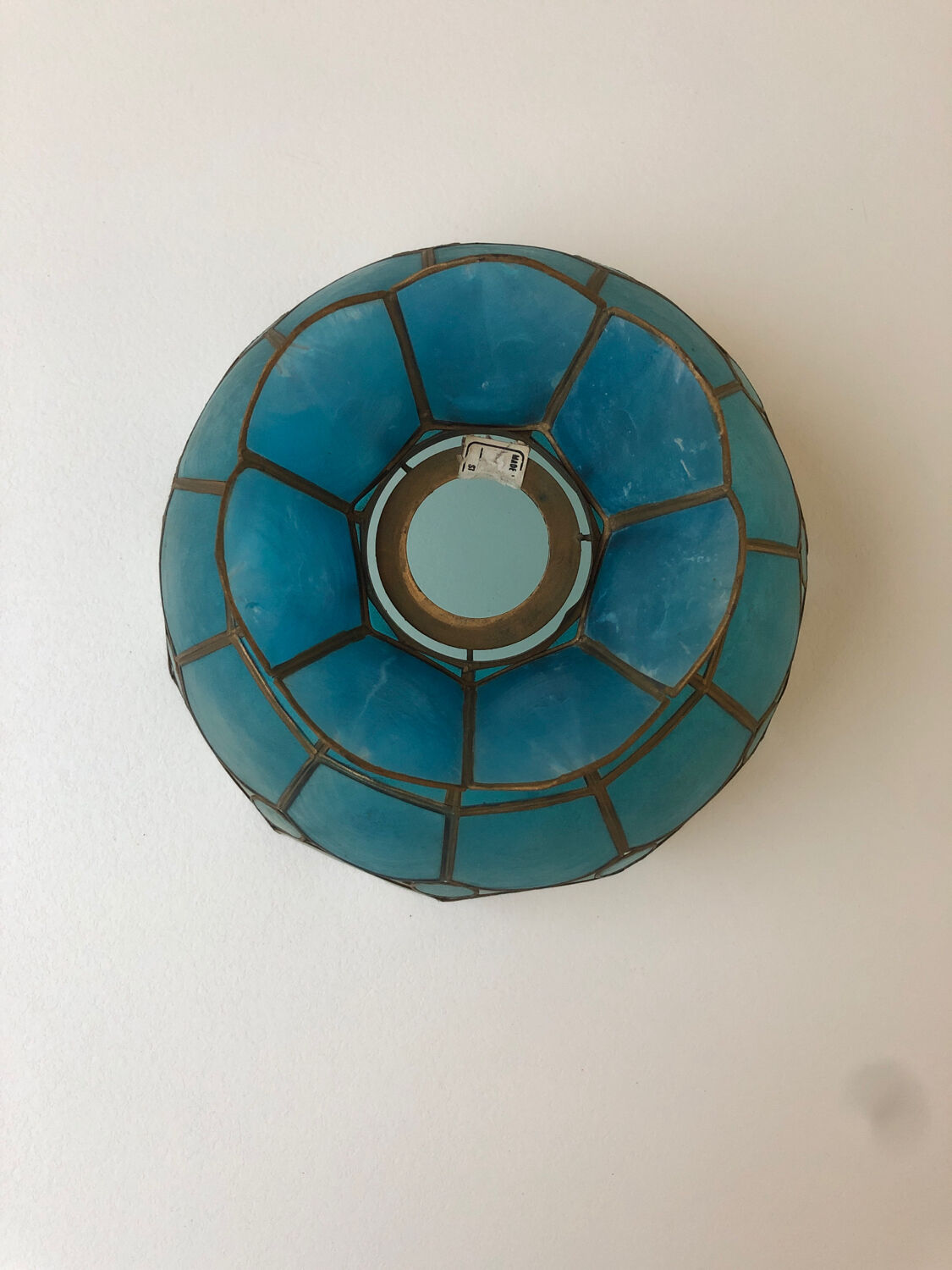 Blue mother-of-pearl and brass chandelier