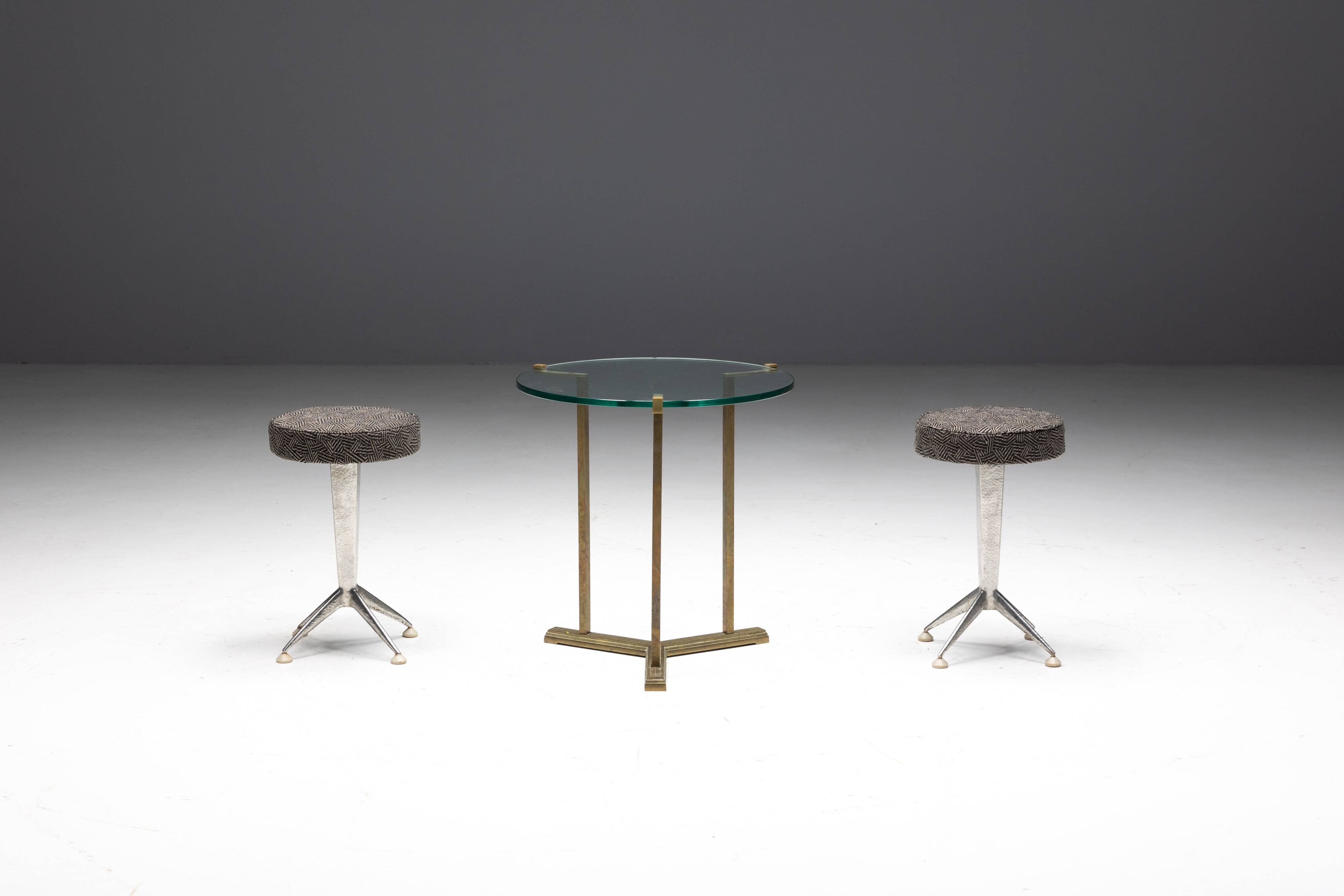 Side Table by Peter Ghyczy in Brass and Glass, Netherlands, 1970s