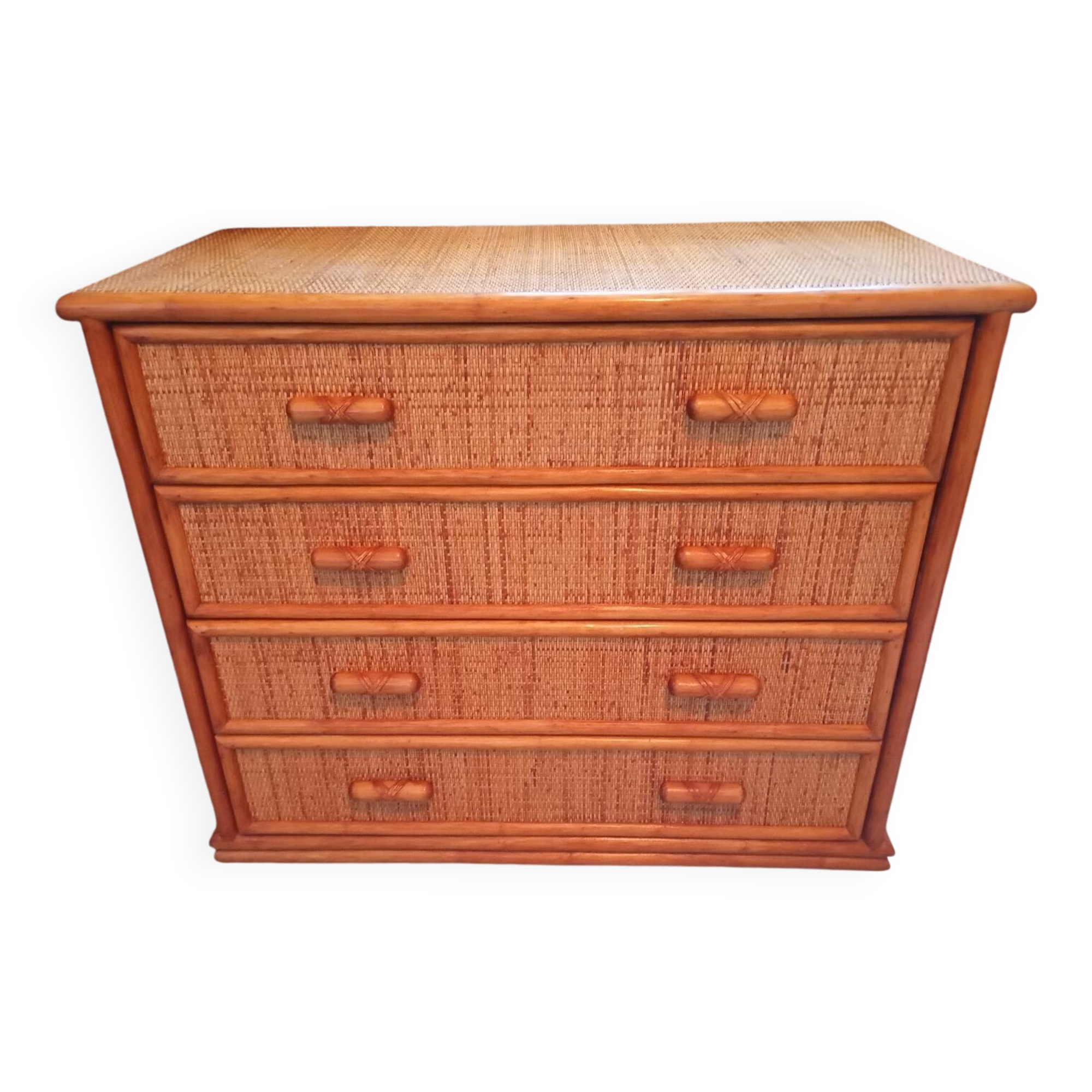 Vintage rattan chest of drawers