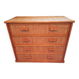 Commode en rotin vintage