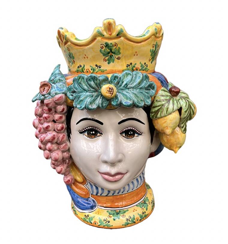 Sicilian vase woman frutta large