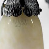 Lustre en fer forgé et pate de verre, Art Deco, Muller Freres, Circa 1920