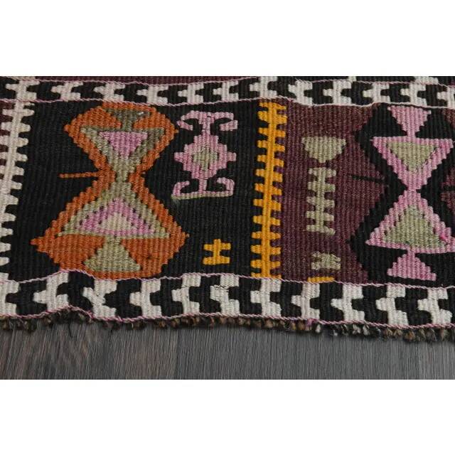 1970s Vintage Turkish Oushak Handmade Wool Cotton Brown Runner Rug 135x300