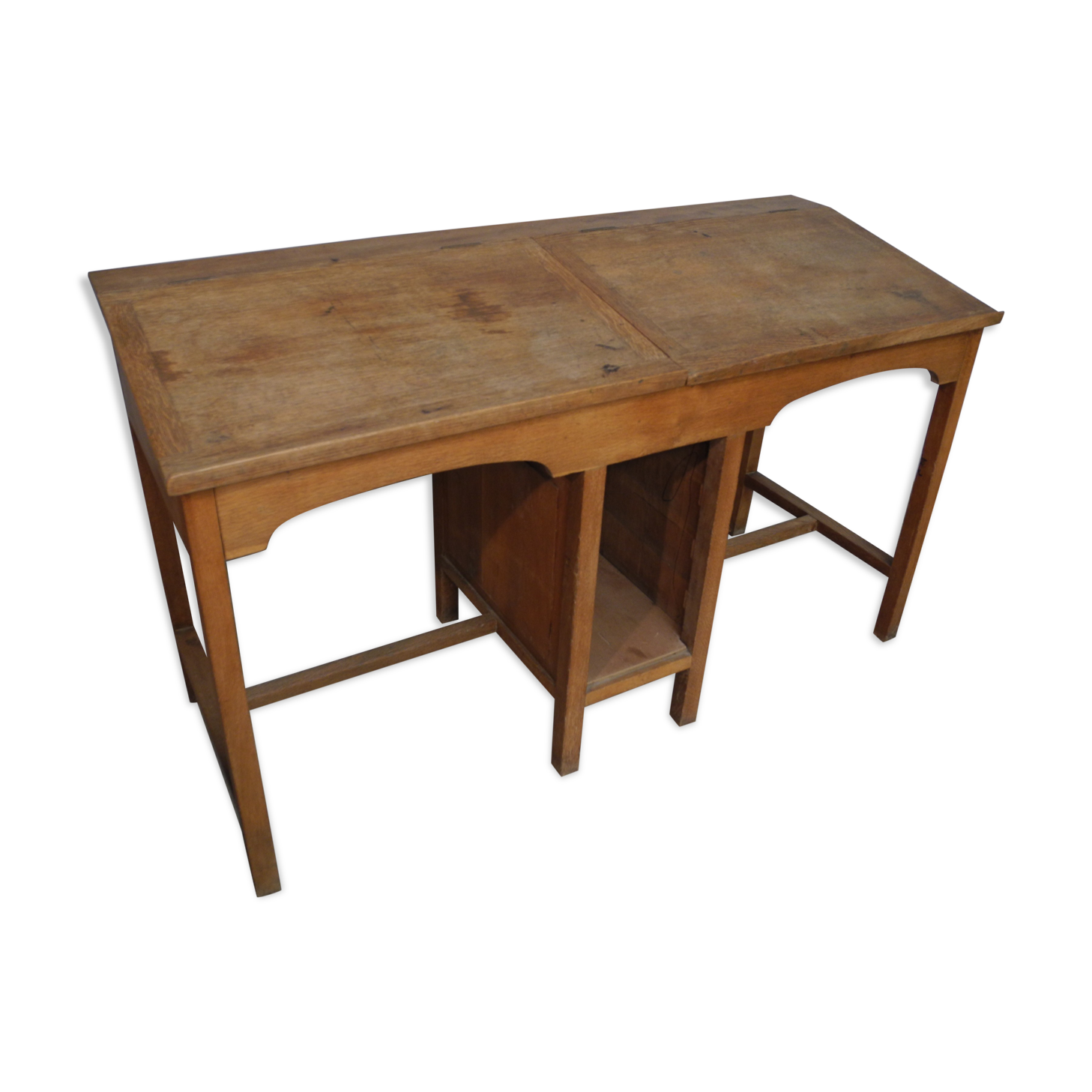 Office with double oak desks