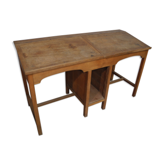 Office with double oak desks