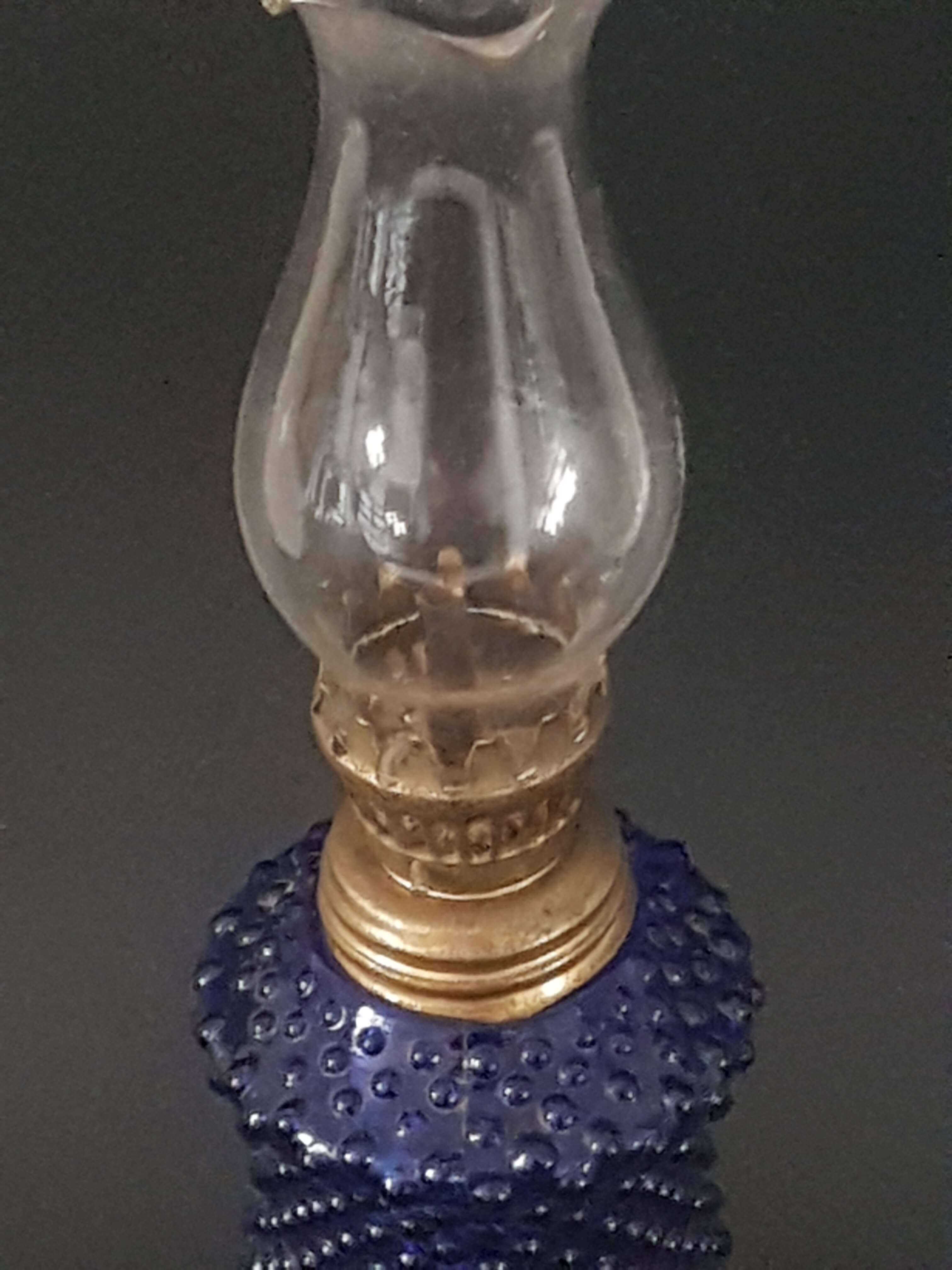 Old oil lamp blue glass