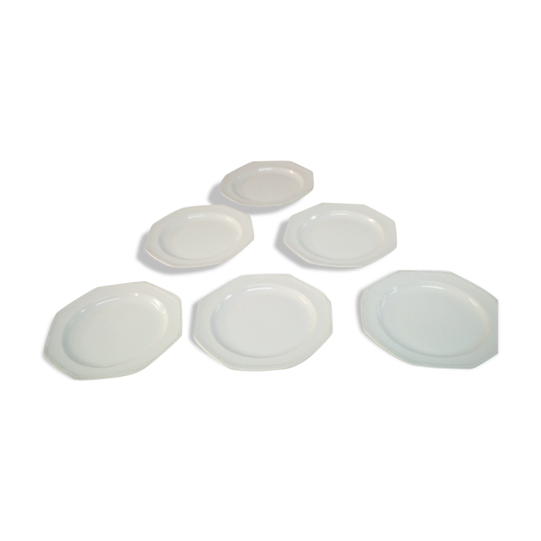 Set de 6 assiettes octogonales blanche Longchamp | Selency