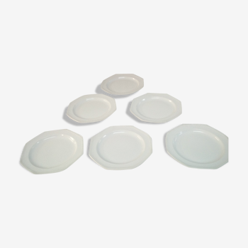 Set de 6 assiettes octogonales blanche Longchamp