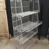 Vintage old shelf store wire wire basket modular industrial design 70s