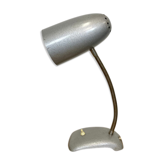 Lampe de bureau vintage gris col de cygne, années 1960