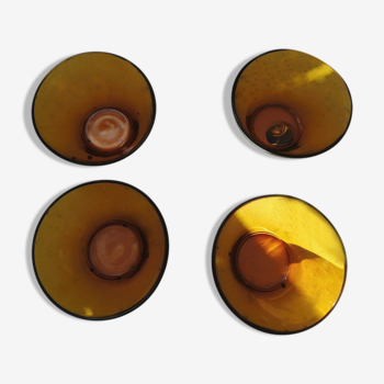 Lot de 4 bols duralex en verre ambre ancien vintage