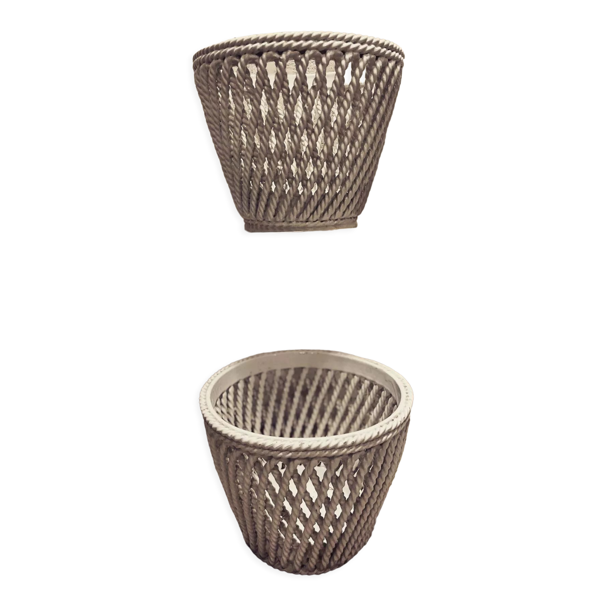 Lot de 2 poteries ou cache-pot ajourées vintage 1970-80