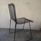 4 gridded metal chairs