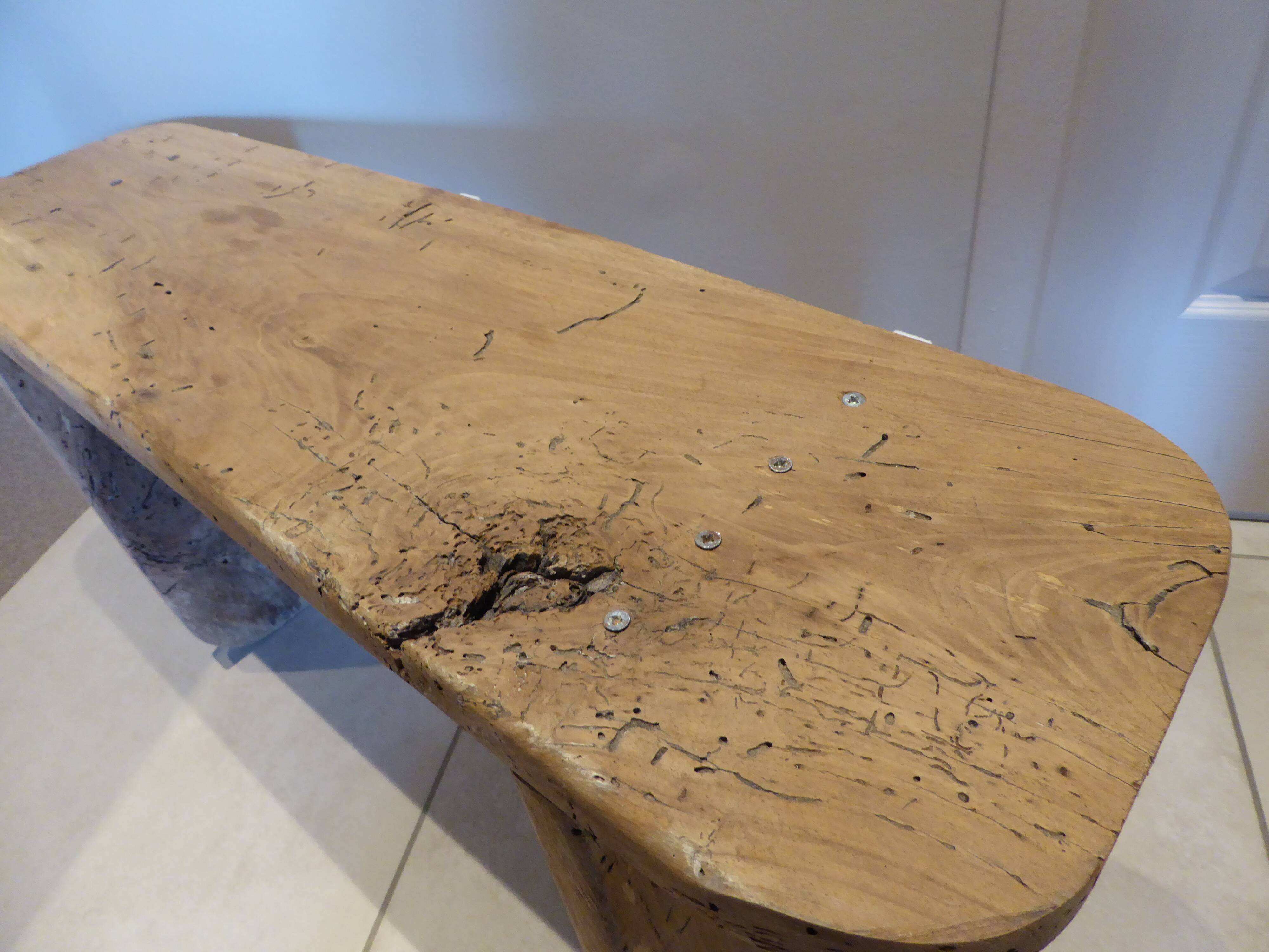 wooden bench old solid walnut