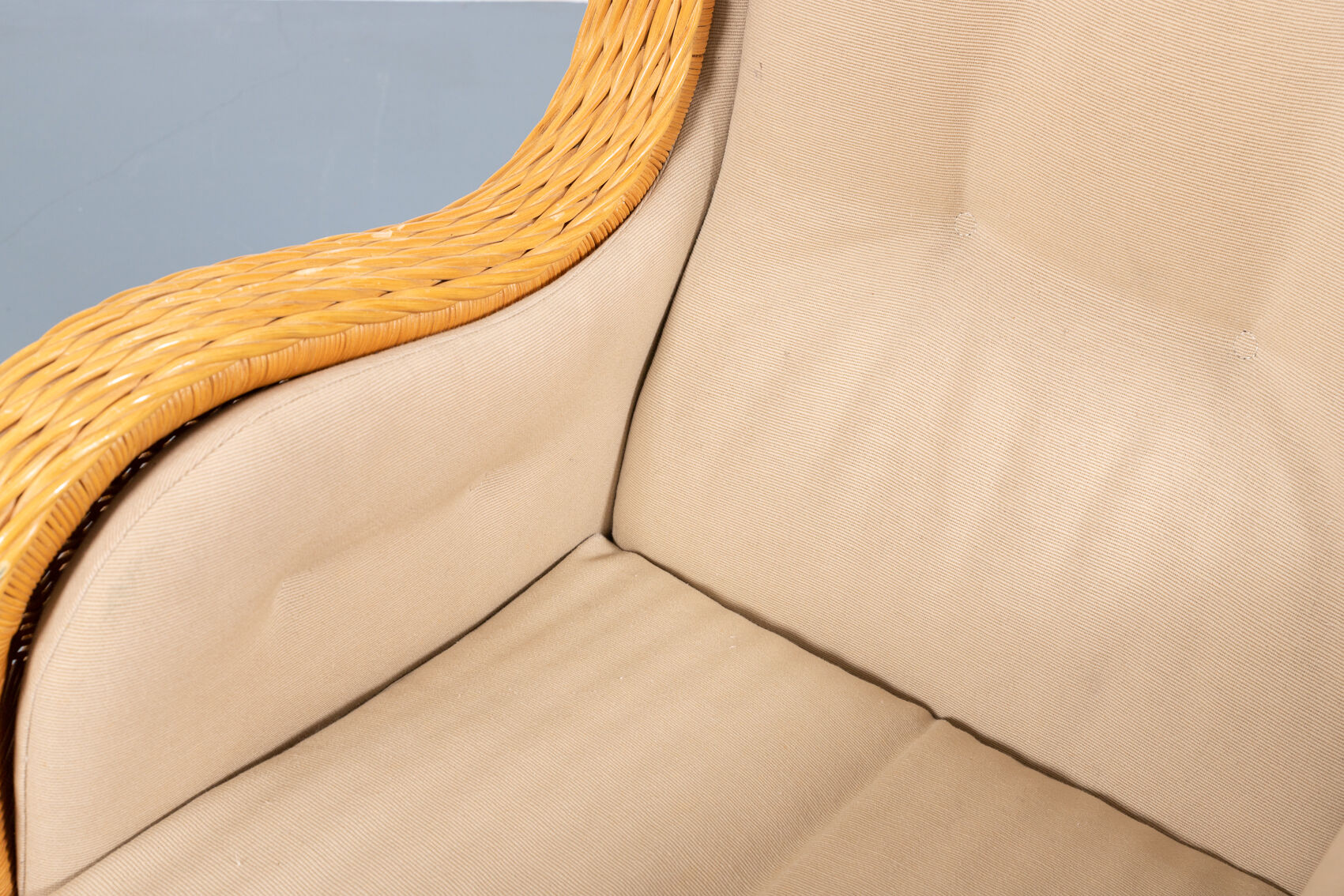 Vintage lounge armchair in wicker Italian design