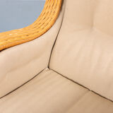 Fauteuil lounge vintage en osier design italien