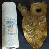 Antique bronze ivy leaf candle holder