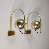 Pair of brass eyeball wall lights
