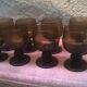 Set of eight glasses bulled on vintage foot