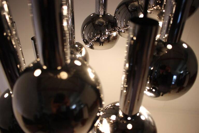 Beautiful cascade chrome pendant, 1970s